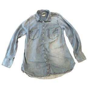 Chambray Merona 100% Lyocell Tencel Blue Womens Shirt XL Soft Oversized Travel